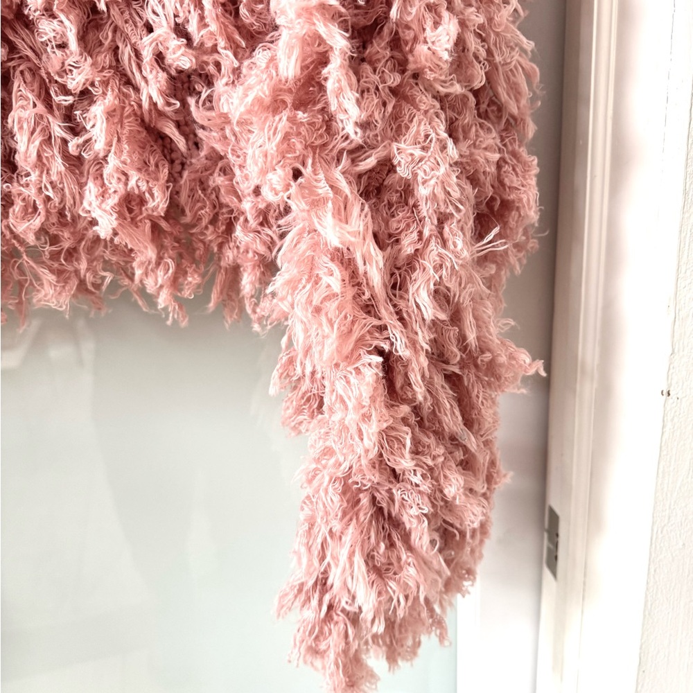 Anthropologie NWT Bubble Textured Sweater Jacket Sz L Pink Rose 2 way Zip BOHO - Picture 9 of 14